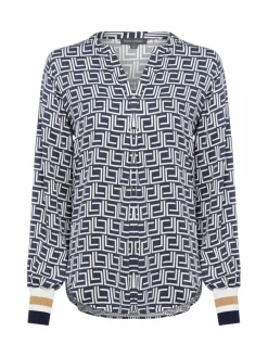 Franco Callegari Blusen*Damen Blusenshirt marine weiß gemustert