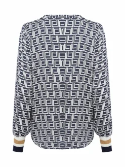 Franco Callegari Blusen*Damen Blusenshirt marine weiß gemustert