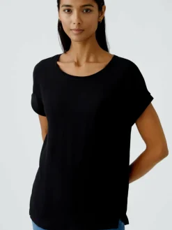 Oui Blusen*Damen Blusenshirt schwarz uni