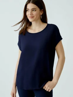 Oui Blusen*Damen Blusenshirt blau uni