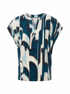Street One Blusen*Damen Blusenshirt petrol ecru gemustert