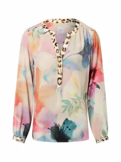 Emily van den Bergh Blusen*Damen Blusenshirt beige mehrfarbig gemustert