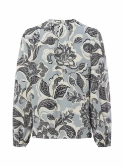 comma Blusen*Damen Blusenshirt hellblau mehrfarbig gemustert