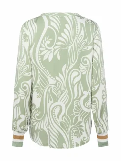 Franco Callegari Blusen*Damen Blusenshirt lind weiß gemustert