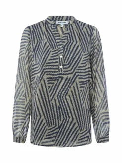 More & More Blusen*Damen Blusenshirt khaki marine gemustert