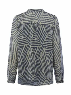 More & More Blusen*Damen Blusenshirt khaki marine gemustert