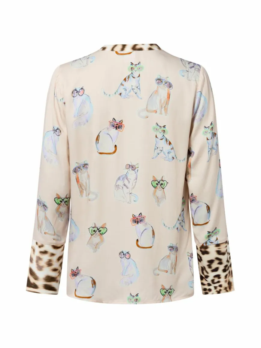 Emily van den Bergh Blusen*Damen Blusenshirt beige mehrfarbig bedruckt