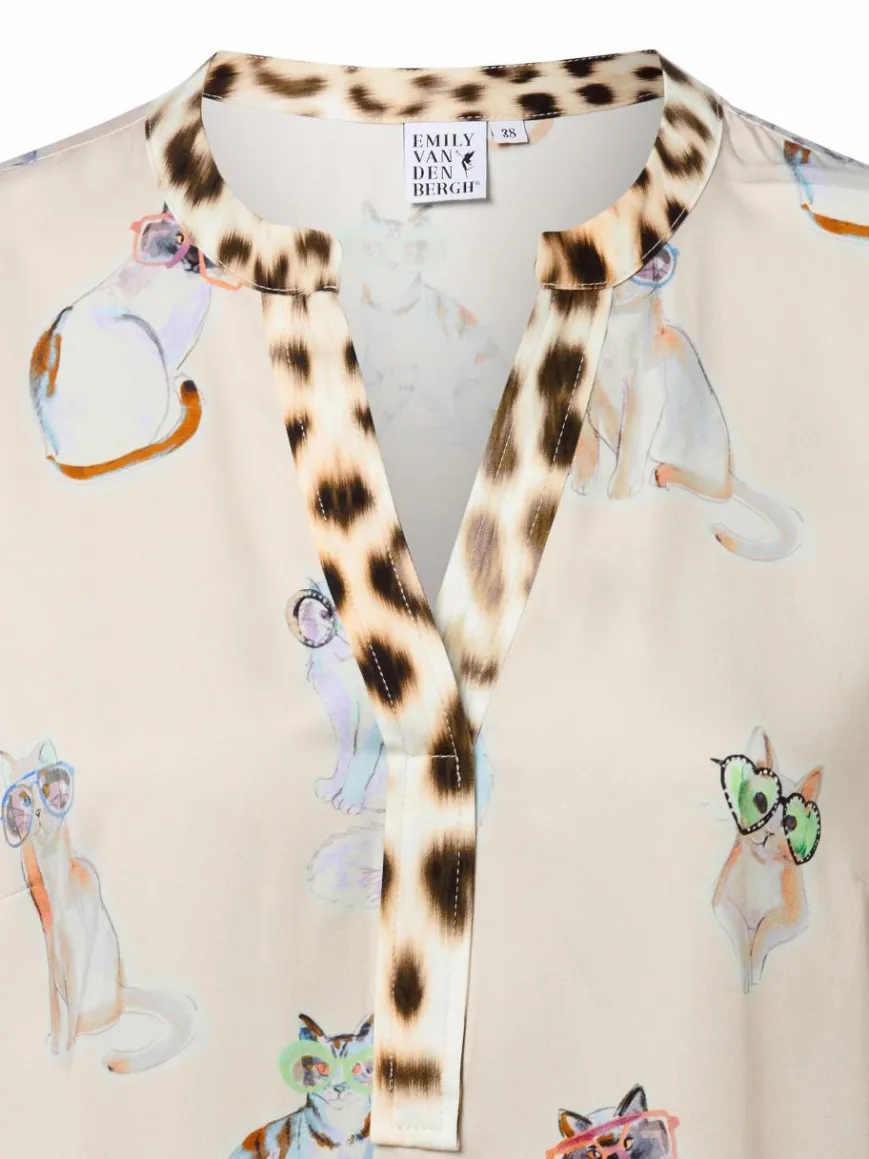Emily van den Bergh Blusen*Damen Blusenshirt beige mehrfarbig bedruckt
