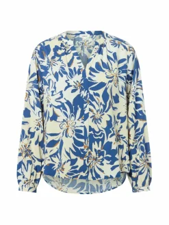 s.Oliver Blusen*Damen Blusenshirt ecru blau gemustert