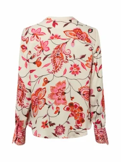 Emily van den Bergh Blusen*Damen Blusenshirt beige rot gemustert