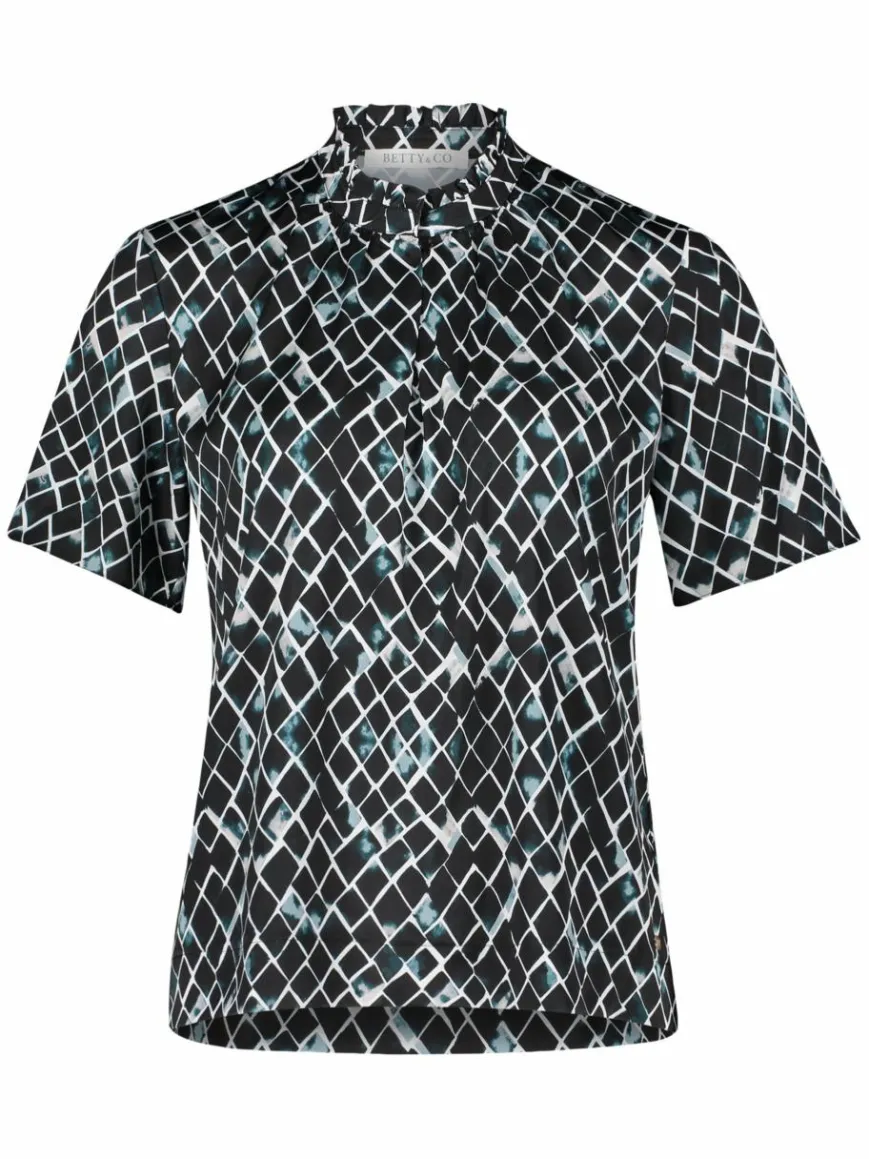 Betty & Co Blusen*Damen Blusenshirt schwarz smaragd gemustert