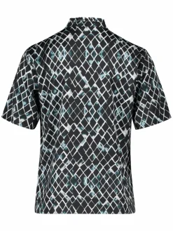 Betty & Co Blusen*Damen Blusenshirt schwarz smaragd gemustert