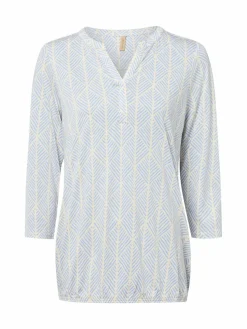soyaconcept® Blusen*Damen Blusenshirt - SC-Felicity beige hellblau gemustert