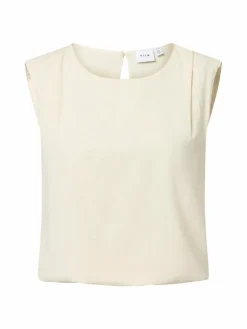 Vila Blusen*Damen Blusenshirt mit Leinen-Anteil - VIEtni sand meliert