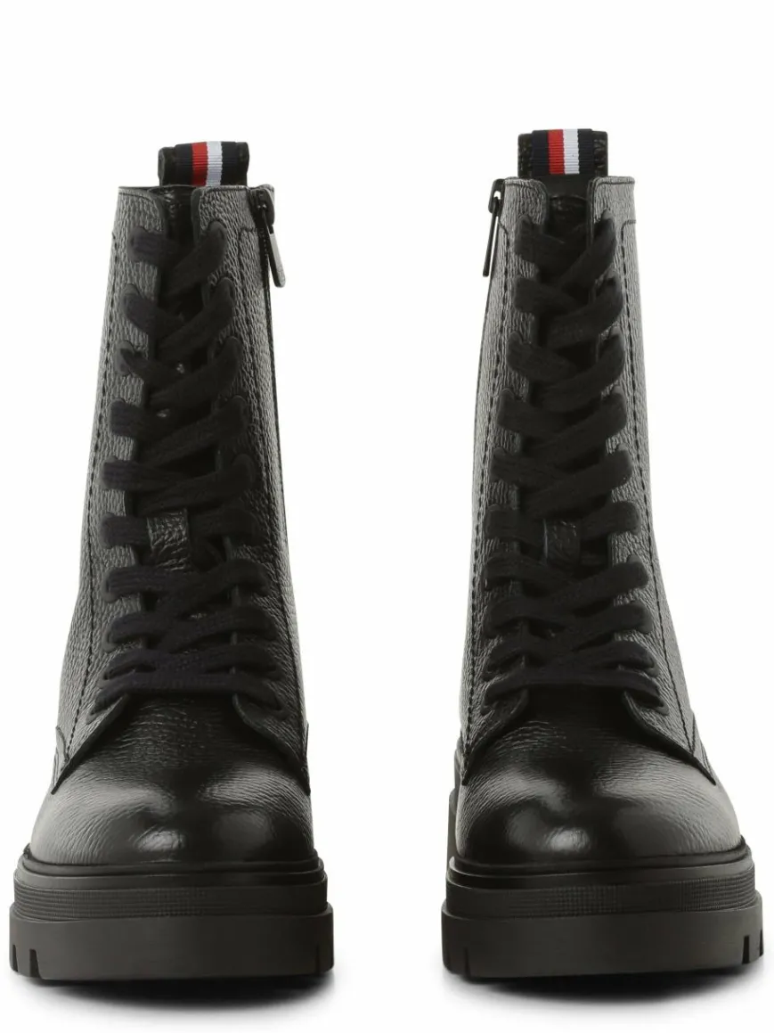 Tommy Hilfiger Boots & Stiefeletten*Damen Boots aus Leder schwarz uni
