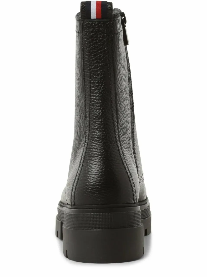 Tommy Hilfiger Boots & Stiefeletten*Damen Boots aus Leder schwarz uni