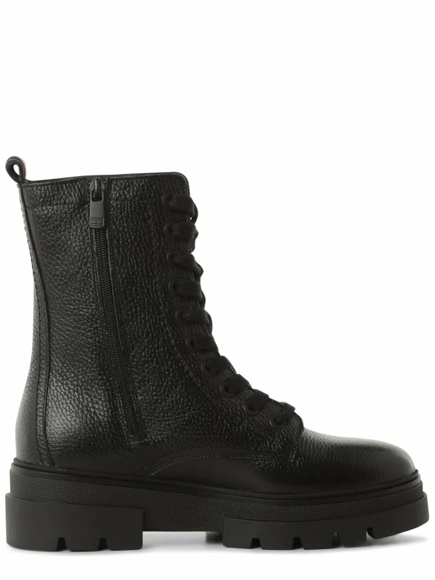 Tommy Hilfiger Boots & Stiefeletten*Damen Boots aus Leder schwarz uni