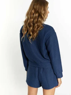 Faina Blazer*Damen Boucé Jacke mit Strass-Steinen marine uni