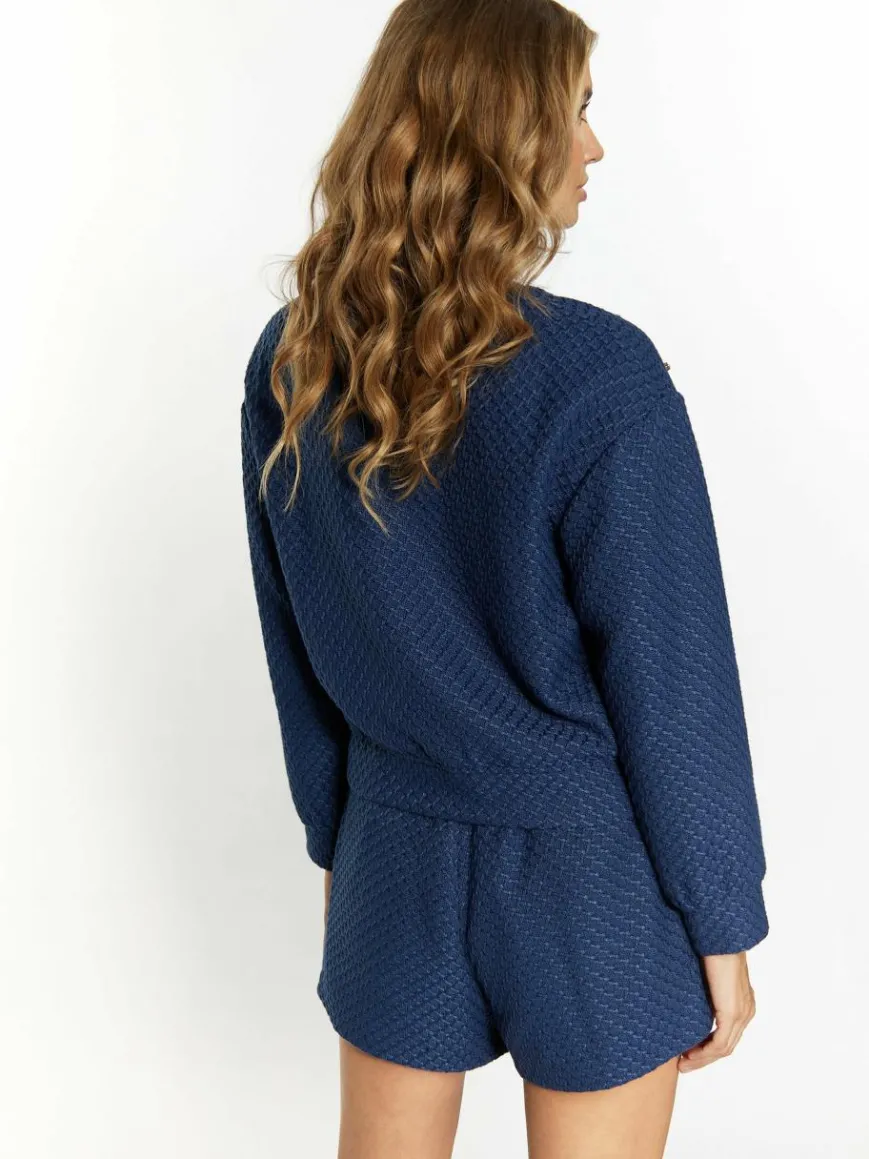 Faina Blazer*Damen Boucé Jacke mit Strass-Steinen marine uni