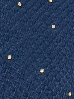 Faina Blazer*Damen Boucé Jacke mit Strass-Steinen marine uni