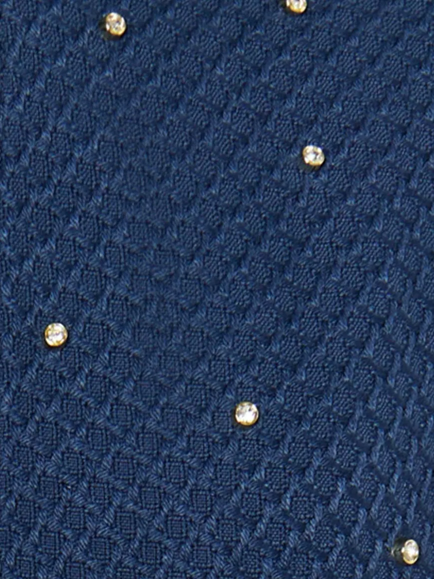 Faina Blazer*Damen Boucé Jacke mit Strass-Steinen marine uni