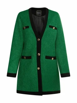 Faina Blazer*Damen Bouclé Blazer grün uni
