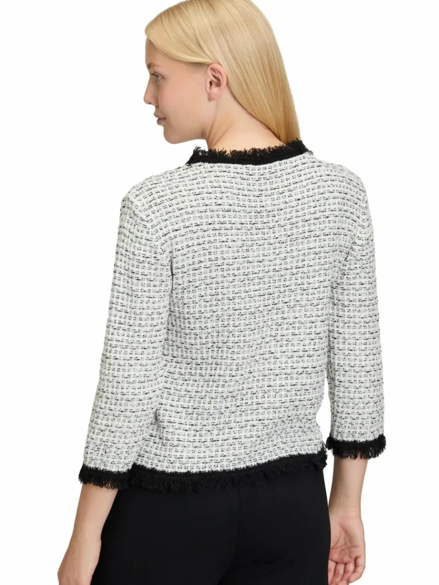 Betty & Co Pullover & Strickjacken*Damen Bouclé-Pullover ecru schwarz strukturiert