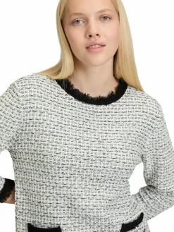 Betty & Co Pullover & Strickjacken*Damen Bouclé-Pullover ecru schwarz strukturiert
