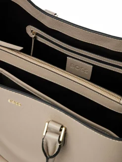 BOSS Taschen & Rucksäcke*Damen Businesstasche aus Leder - Alyce Business Tote taupe strukturiert