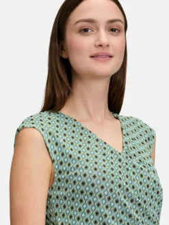 Cartoon Kleider*Damen Casual-Kleid mehrfarbig petrol gemustert