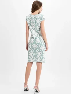 Ambiance Kleider*Damen Cocktailkleid smaragd weiß strukturiert