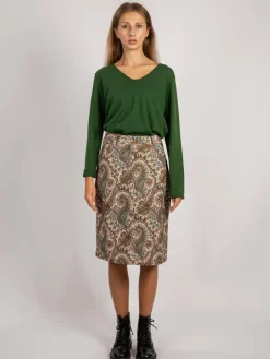 Vicci Germany Röcke*Damen Cordrock grün bedruckt