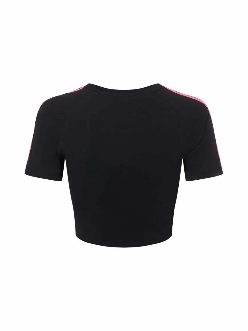 adidas Originals Shirts & Tops*Damen Crop-T-Shirt - 3 Stripes Baby Tee schwarz pink uni