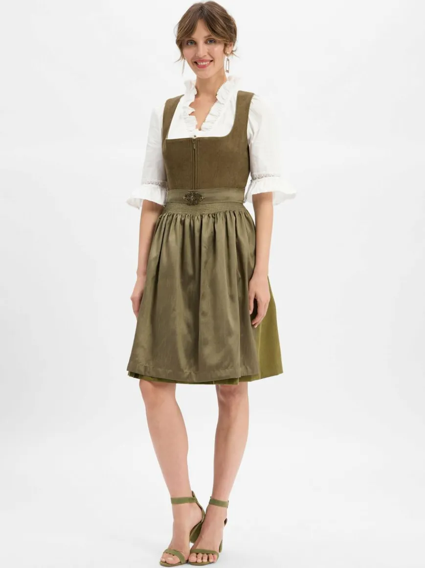 Krüger Dirndl Kleider*Damen Dirndl oliv uni