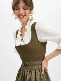 Krüger Dirndl Kleider*Damen Dirndl oliv uni
