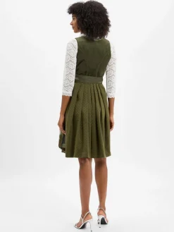 Krüger Dirndl Kleider*Damen Dirndl oliv uni