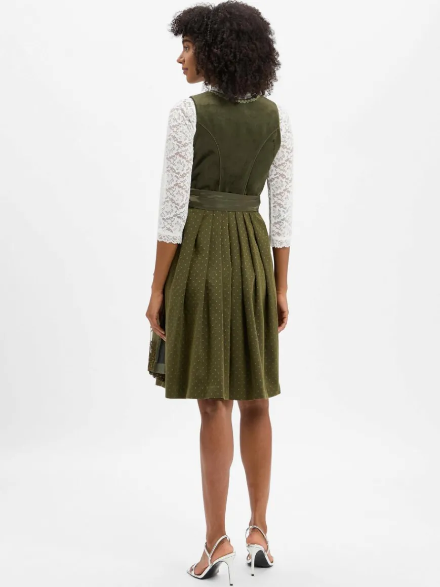 Krüger Dirndl Kleider*Damen Dirndl oliv uni