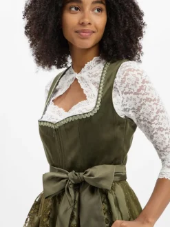 Krüger Dirndl Kleider*Damen Dirndl oliv uni