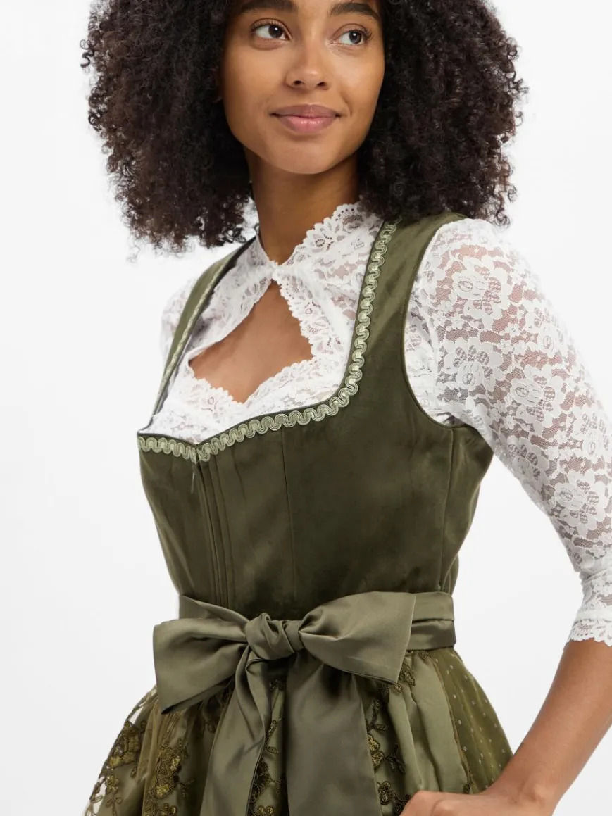 Krüger Dirndl Kleider*Damen Dirndl oliv uni