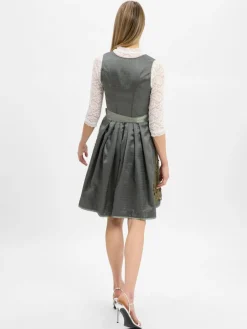 Krüger Dirndl Kleider*Damen Dirndl oliv schilf uni