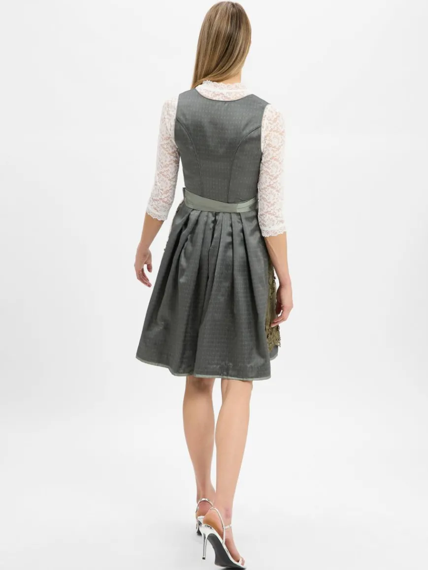 Krüger Dirndl Kleider*Damen Dirndl oliv schilf uni