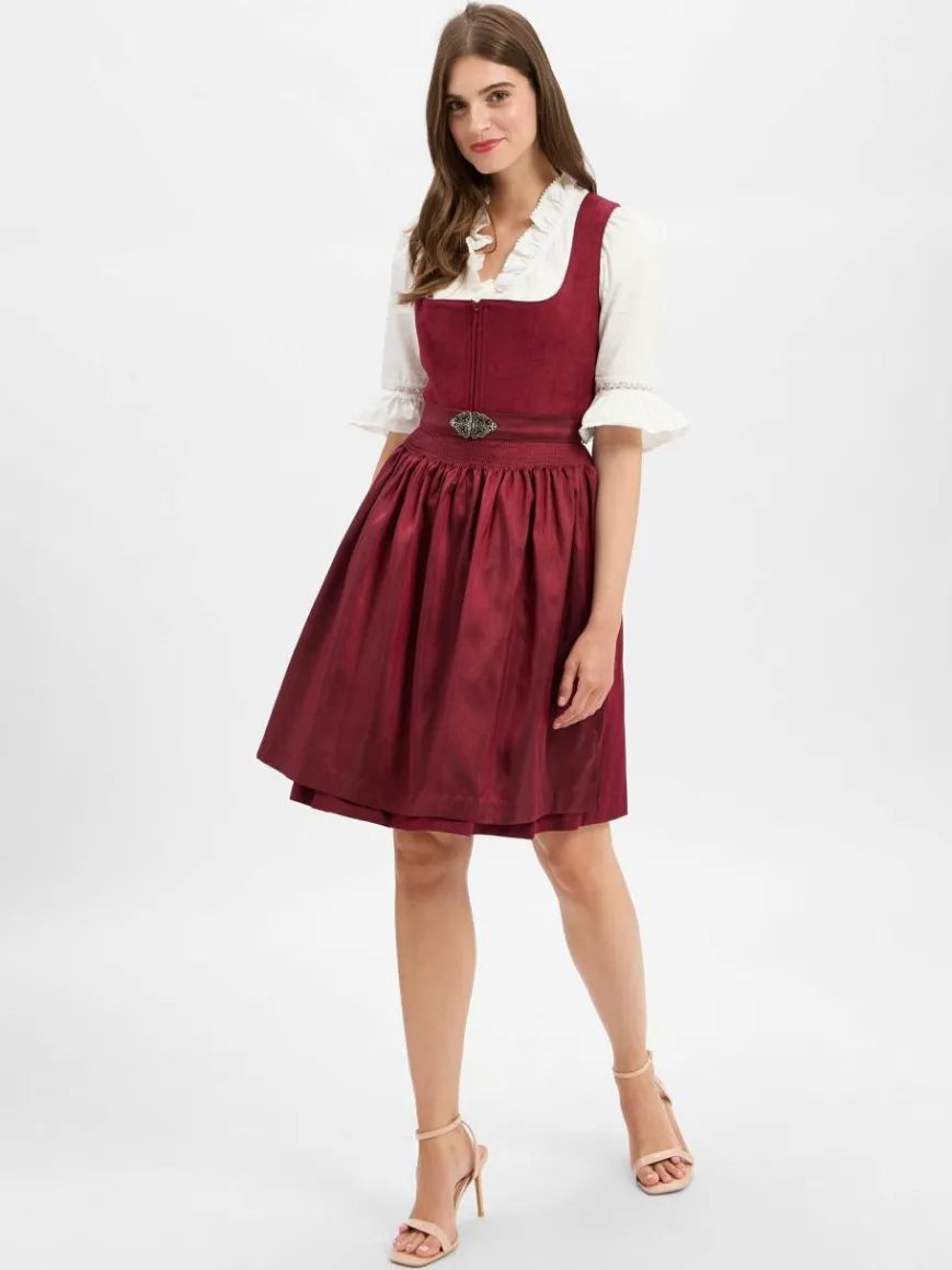 Krüger Dirndl Kleider*Damen Dirndl bordeaux uni