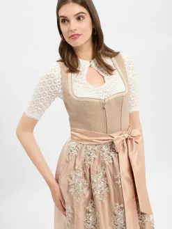 Krüger Dirndl Kleider*Damen Dirndl beige aprikot uni