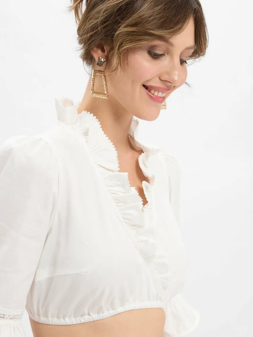 Krüger Dirndl Blusen*Damen Dirndlbluse ecru uni