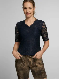 Spieth & Wenksy Blusen*Damen Dirndlbluse - Arktis blau gemustert