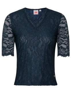 Spieth & Wenksy Blusen*Damen Dirndlbluse - Arktis blau gemustert