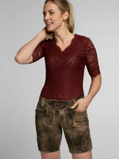 Spieth & Wenksy Blusen*Damen Dirndlbluse - Arktis rot gemustert