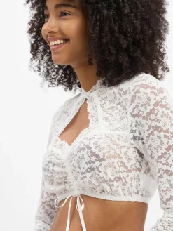 Krüger Dirndl Blusen*Damen Dirndlbluse aus Spitze ecru uni