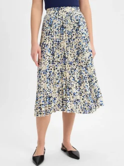 Franco Callegari Röcke*Damen Faltenrock ecru blau gemustert