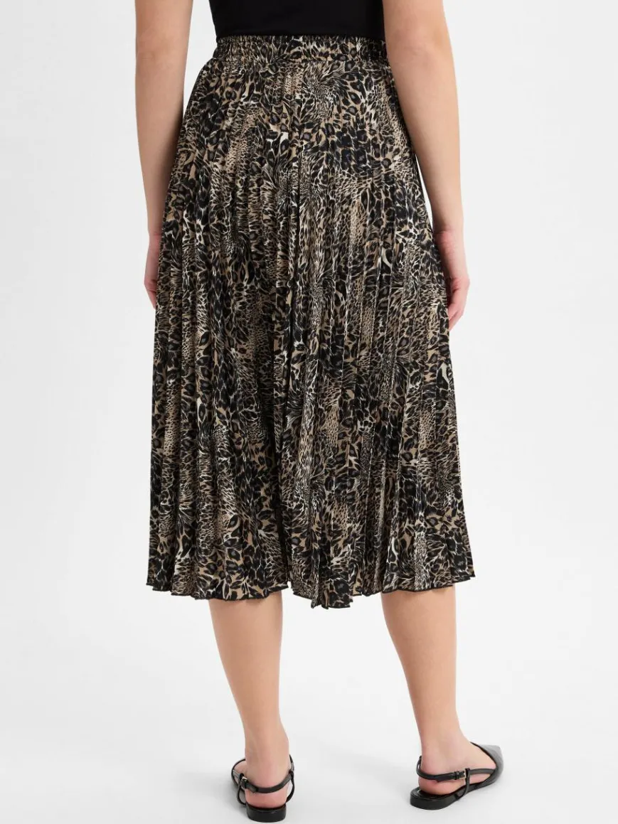 Franco Callegari Röcke*Damen Faltenrock beige schwarz gemustert